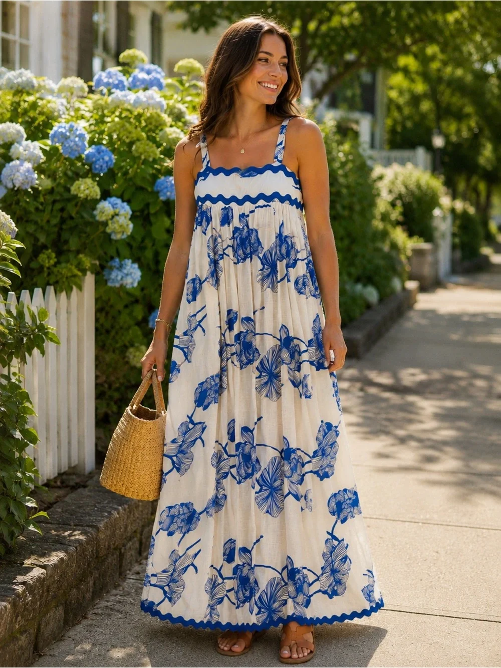 Blue and White Coastal Sundress - XL - Summer Style - Picture 1 of 12